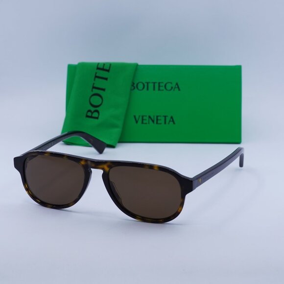Bottega Veneta BV1292S 002 Aviator Sunglasses - Havana/Brown - Picture 1 of 7